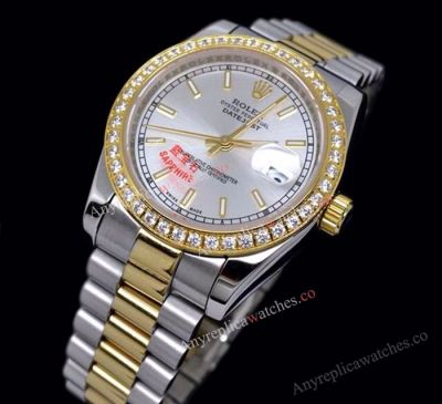 Rolex Datejust II Watch 2-Tone 41mm Diamond Bezel Fake Watch